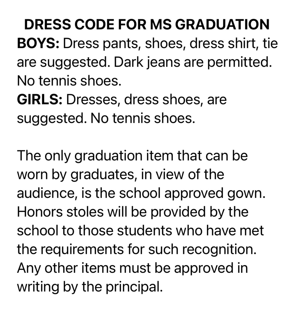 MS Graduation Dress Code